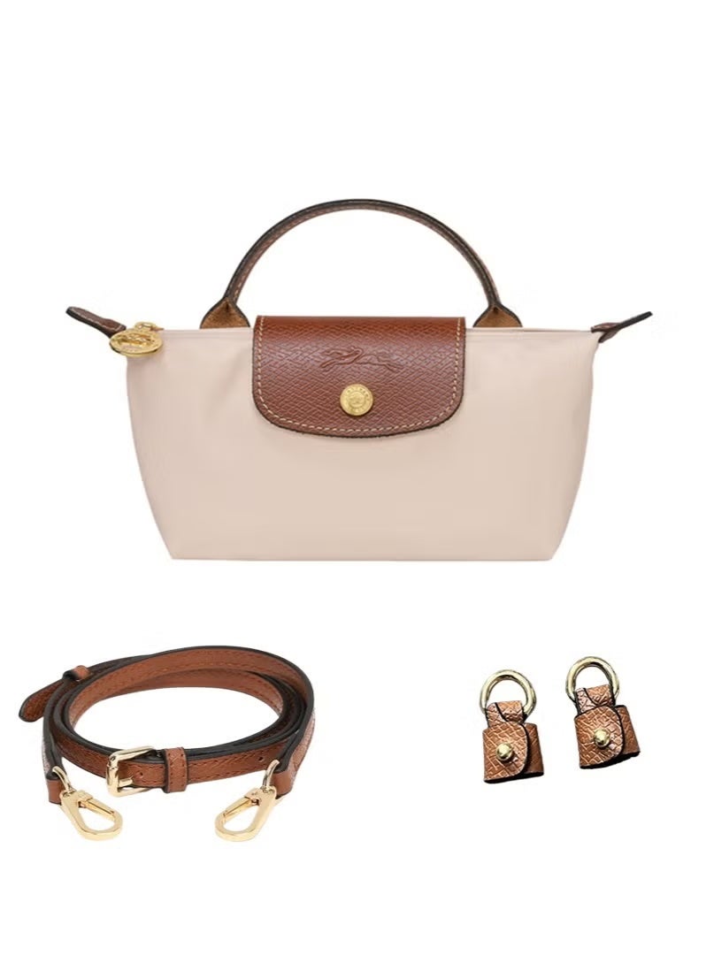 Longchamp Le Pliage Original comes in a small bag with a handle and a shoulder strap   Paper White- recycled canvas - Image 4